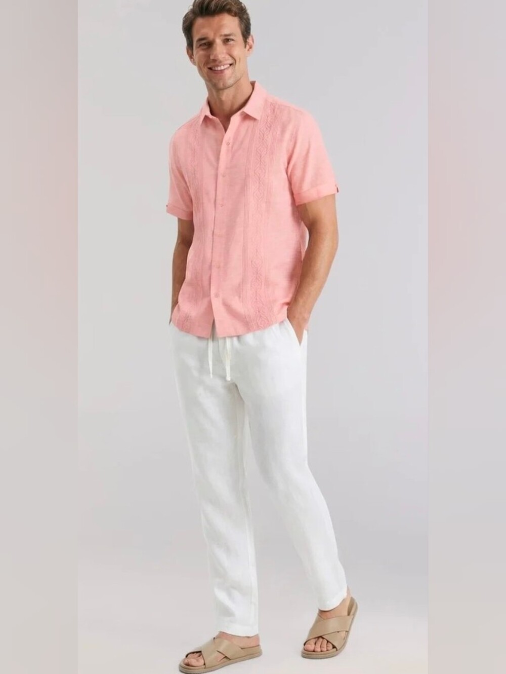NEW Linen-Blend Core Drawstring Pants . Cubavera $75 30x30